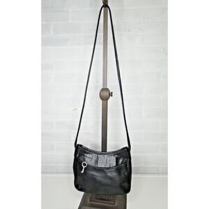 Fossil Small Crossbody Black Handbag - Leather Purse/Bag - Key‎ Charm